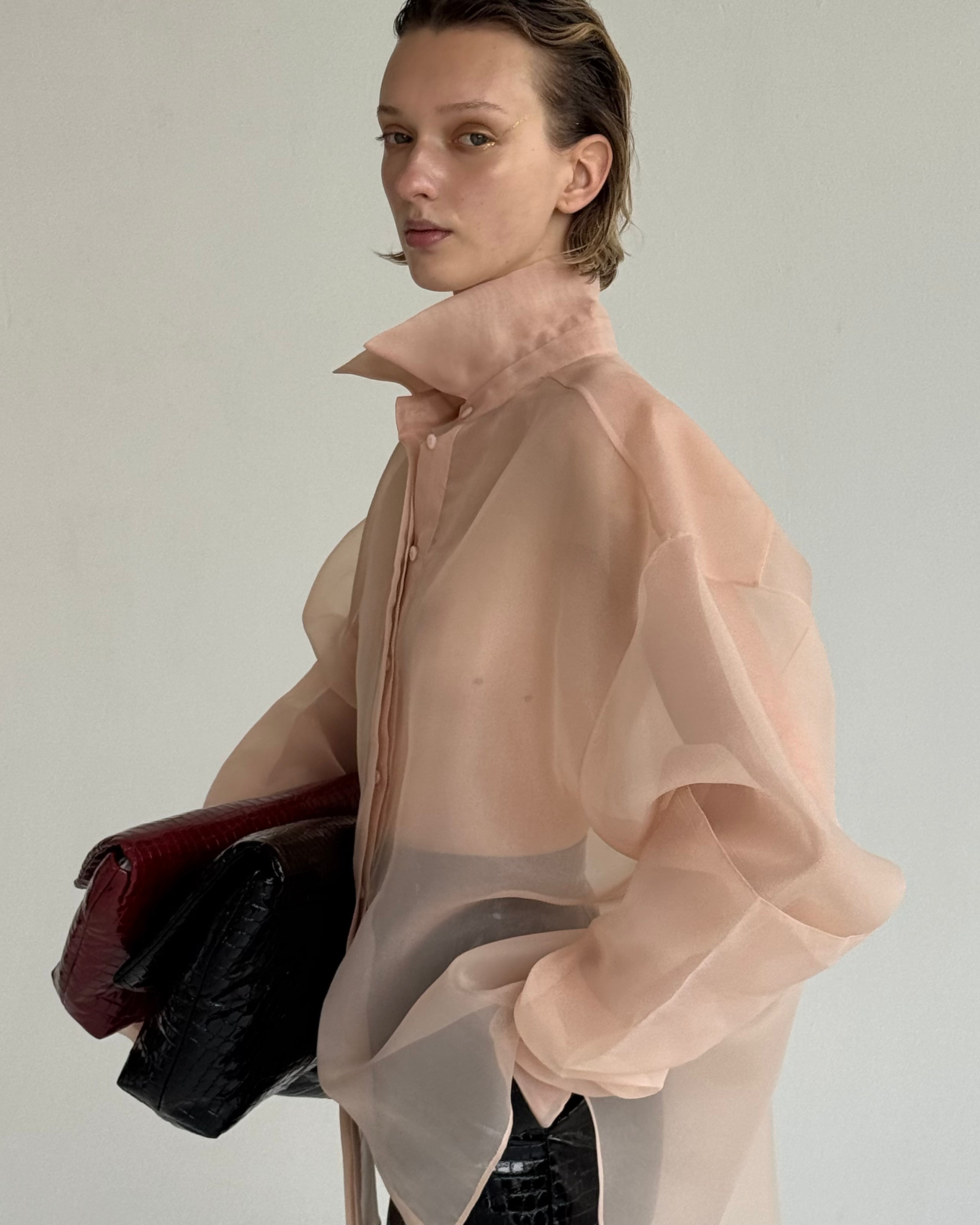 SEMI-SHEER BEIGE BLOUSE