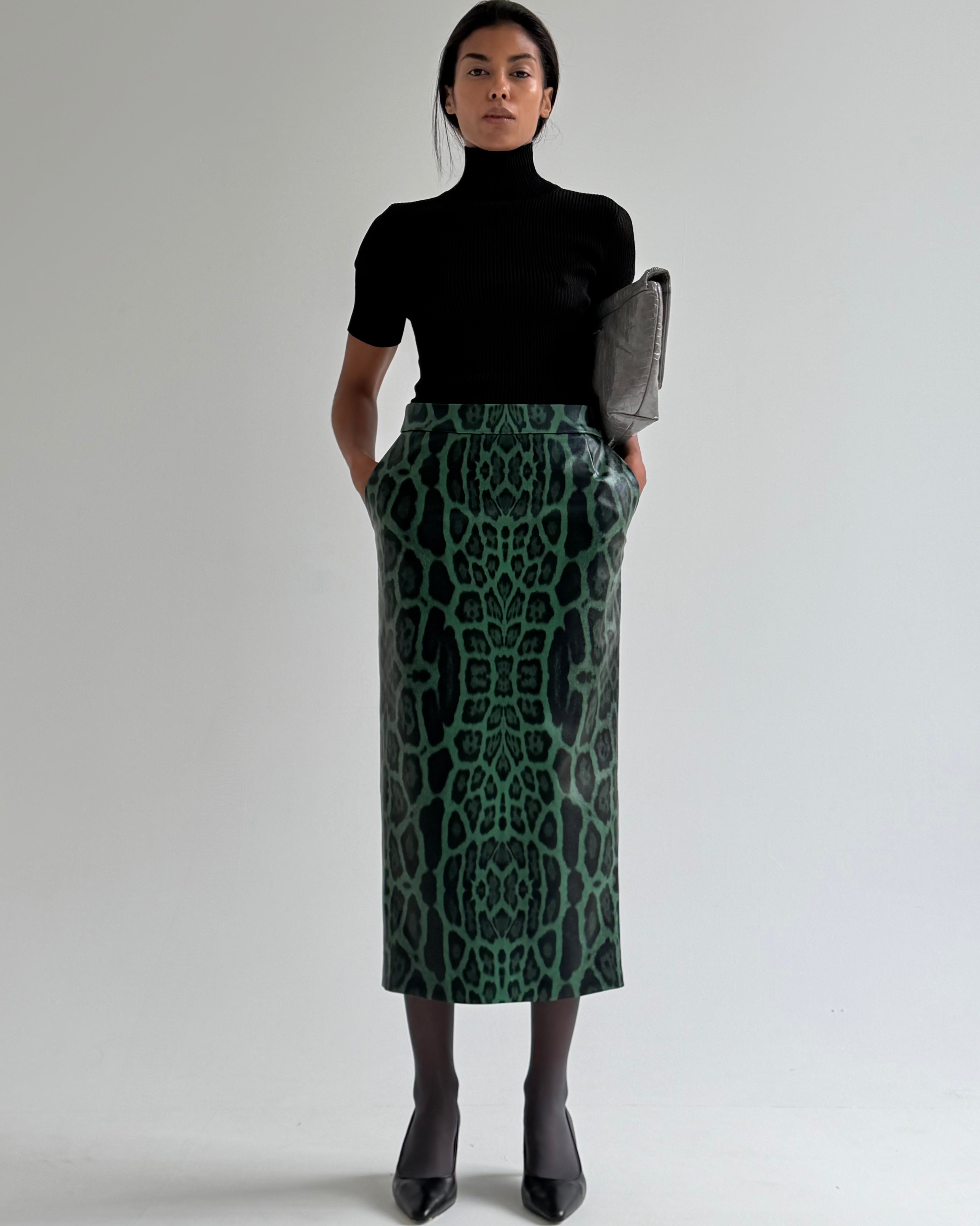 Leo Green Midi Skirt