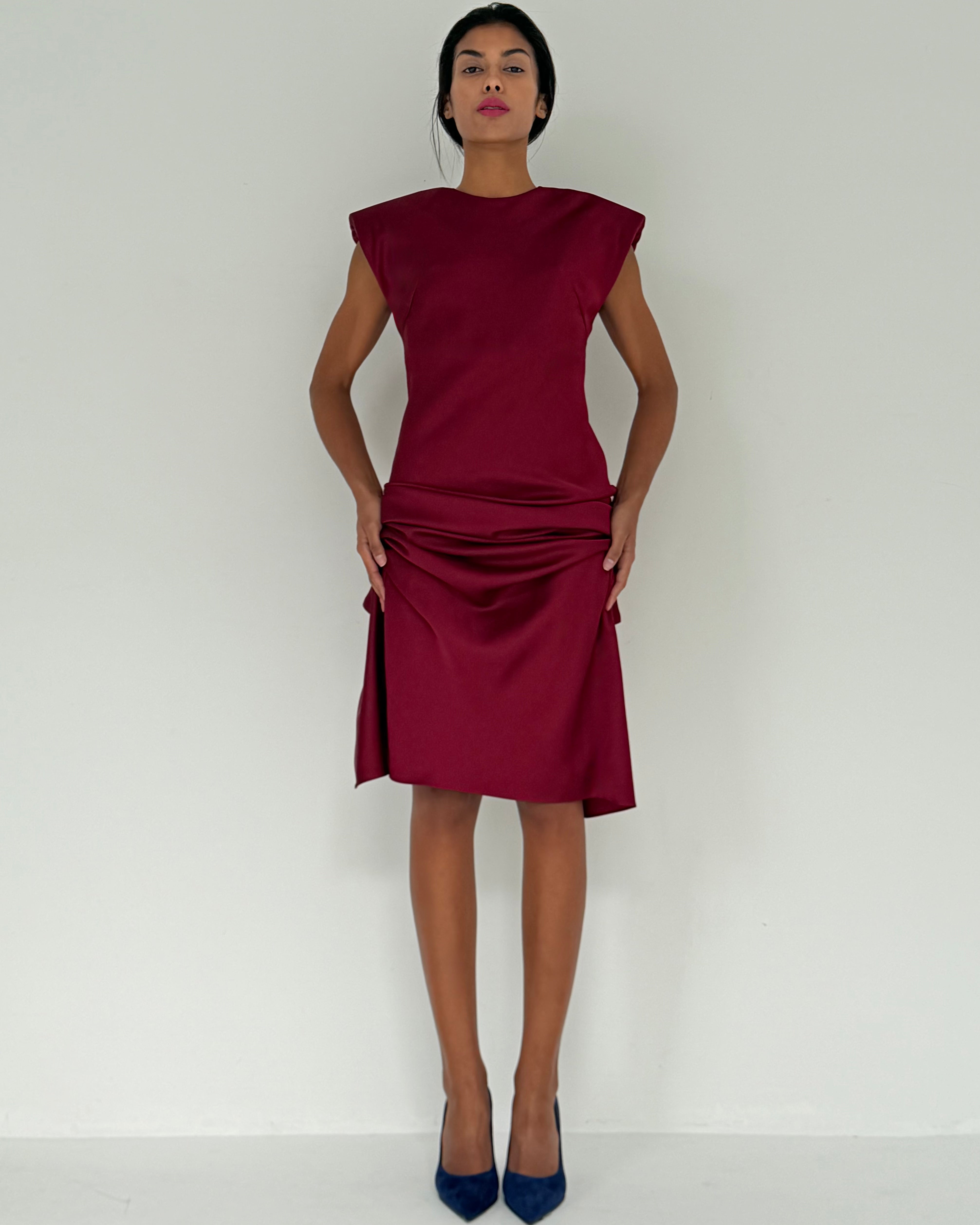 CLEMENCE BURGUNDY DRESS