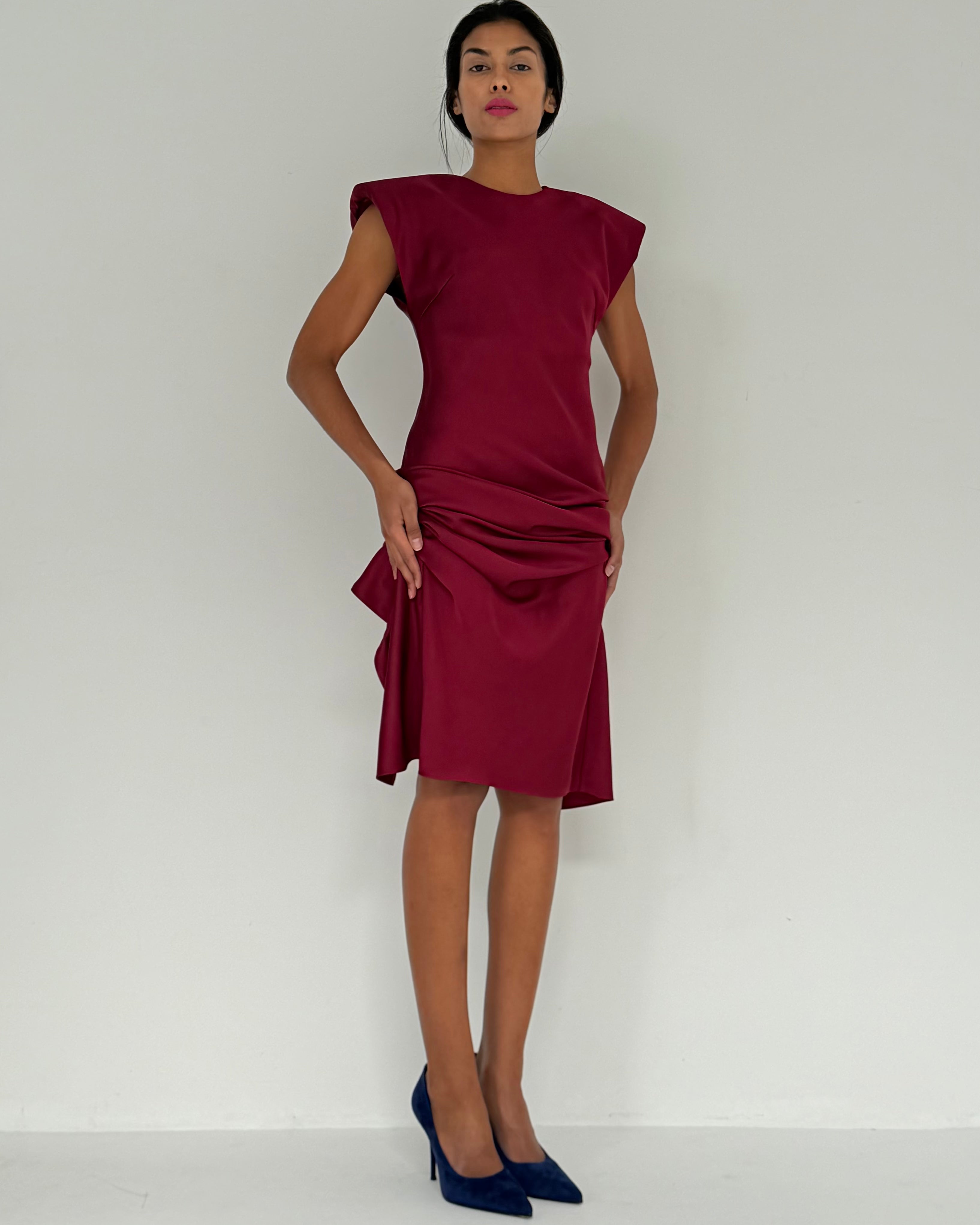 CLEMENCE BURGUNDY DRESS