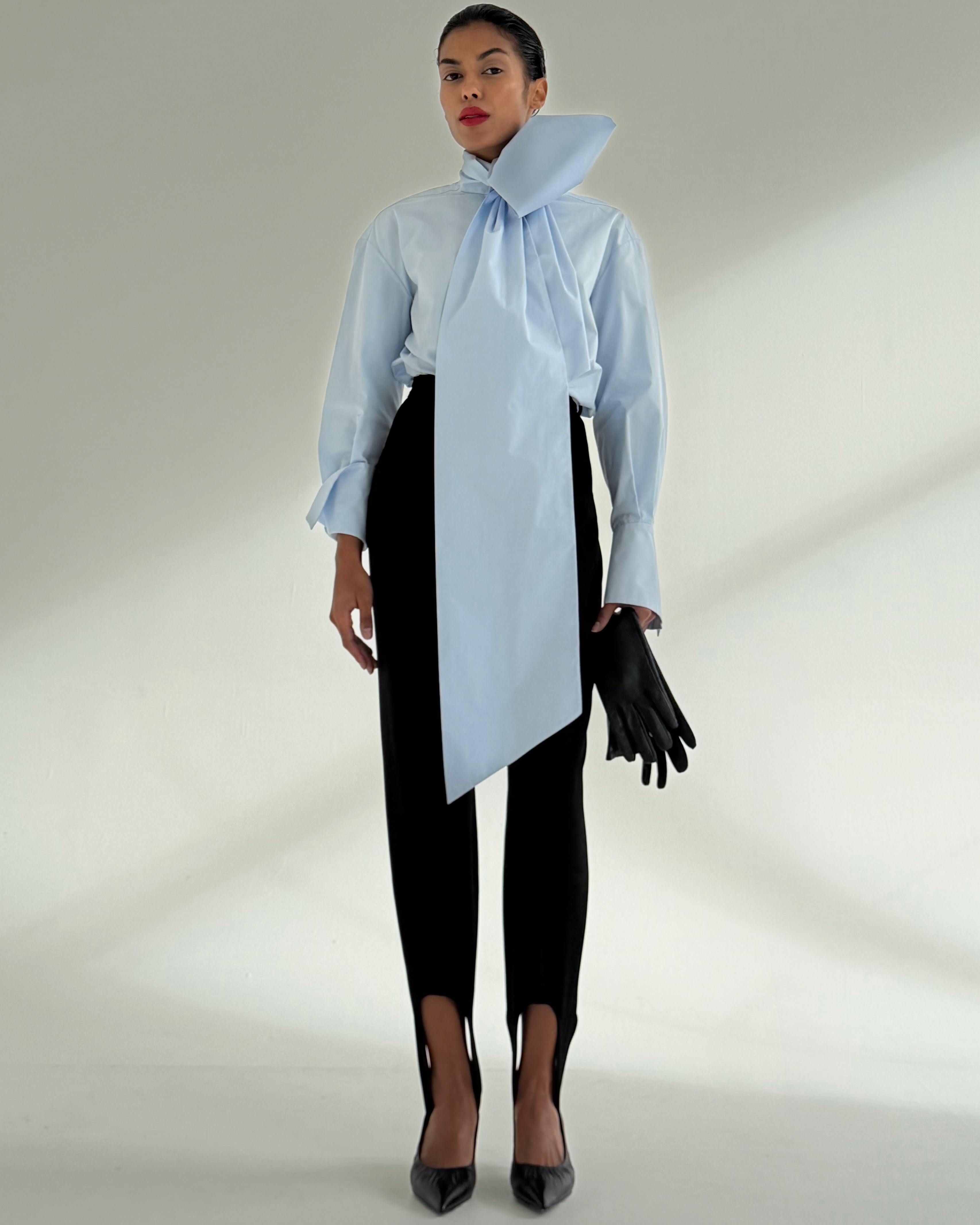Scarf Detail Cotton Shirt