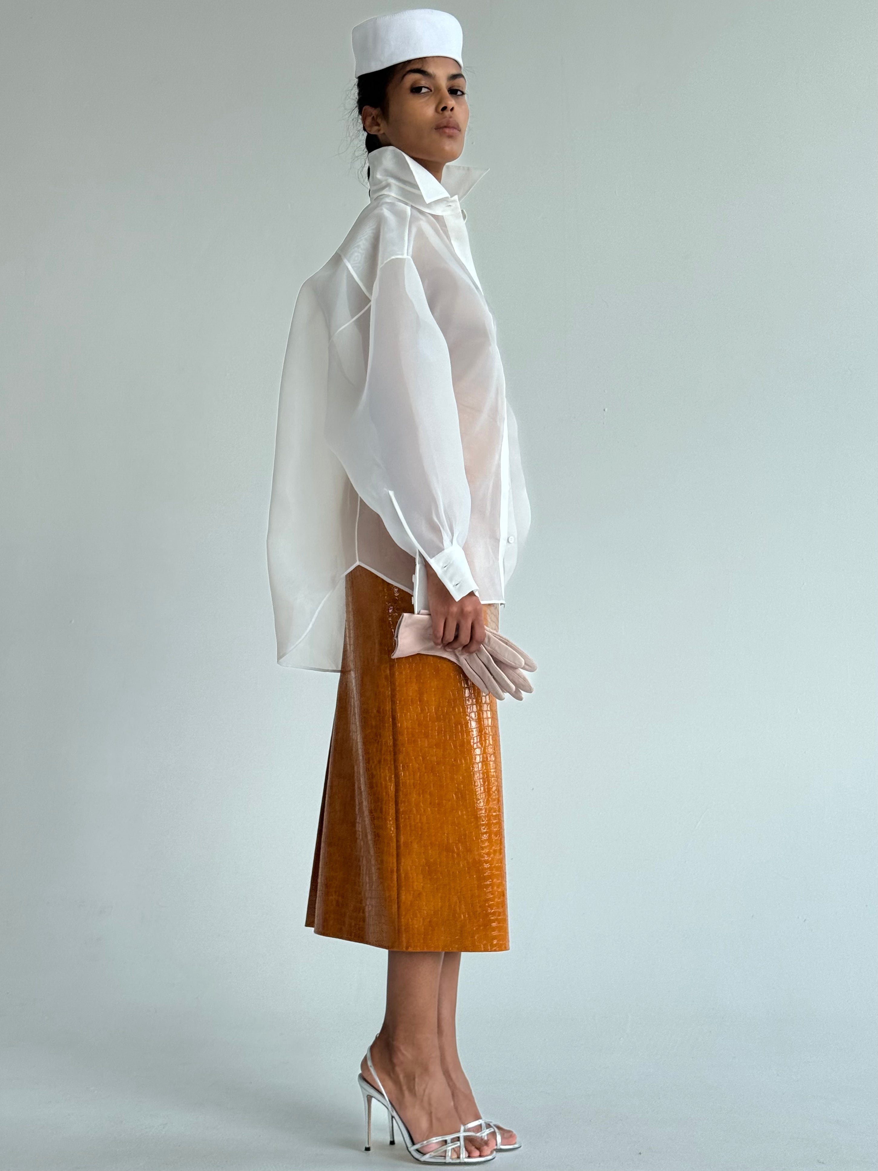 SEMI-SHEER WHITE BLOUSE SEMI-SHEER WHITE BLOUSE
