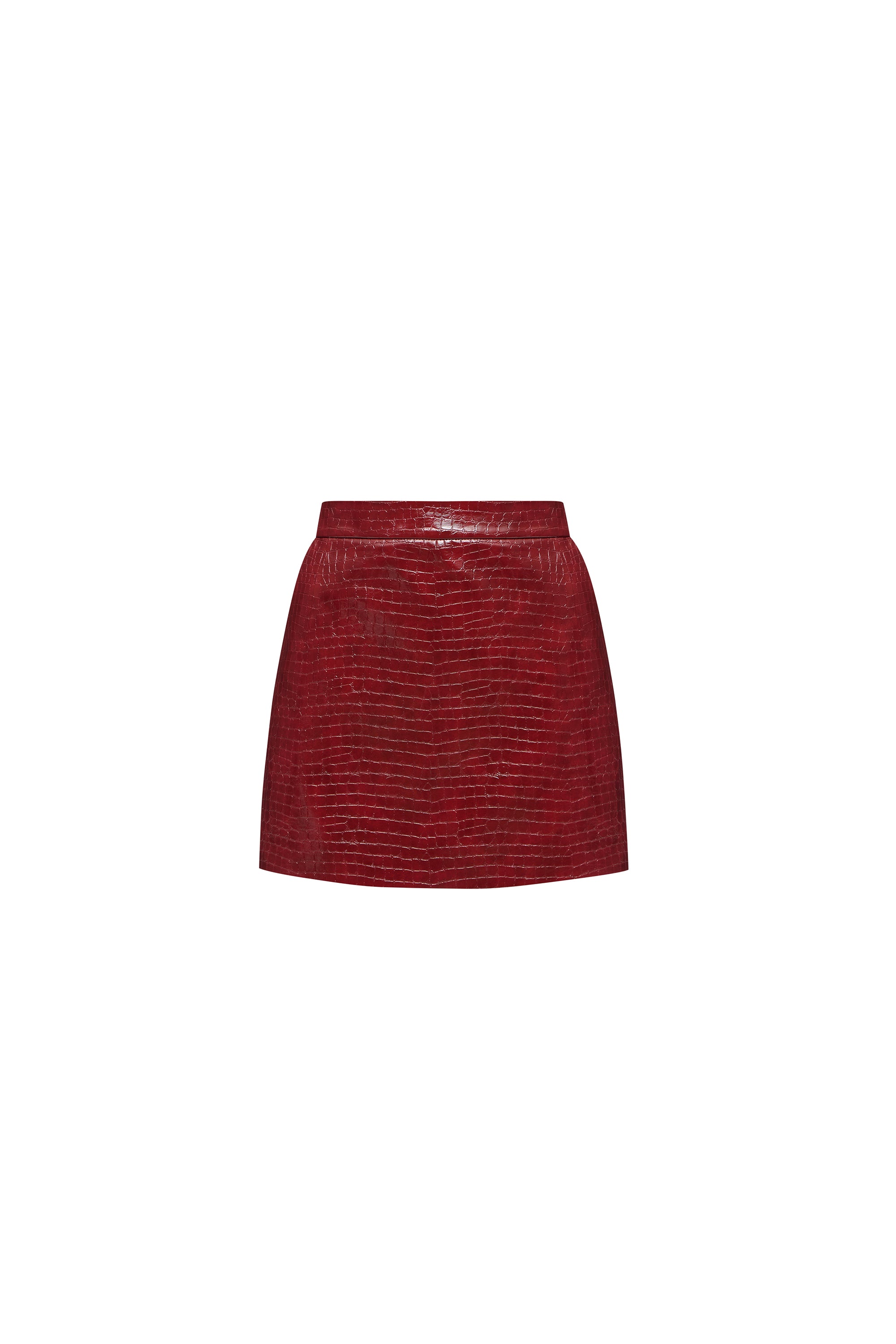 Croco Burgundy Mini Skirt