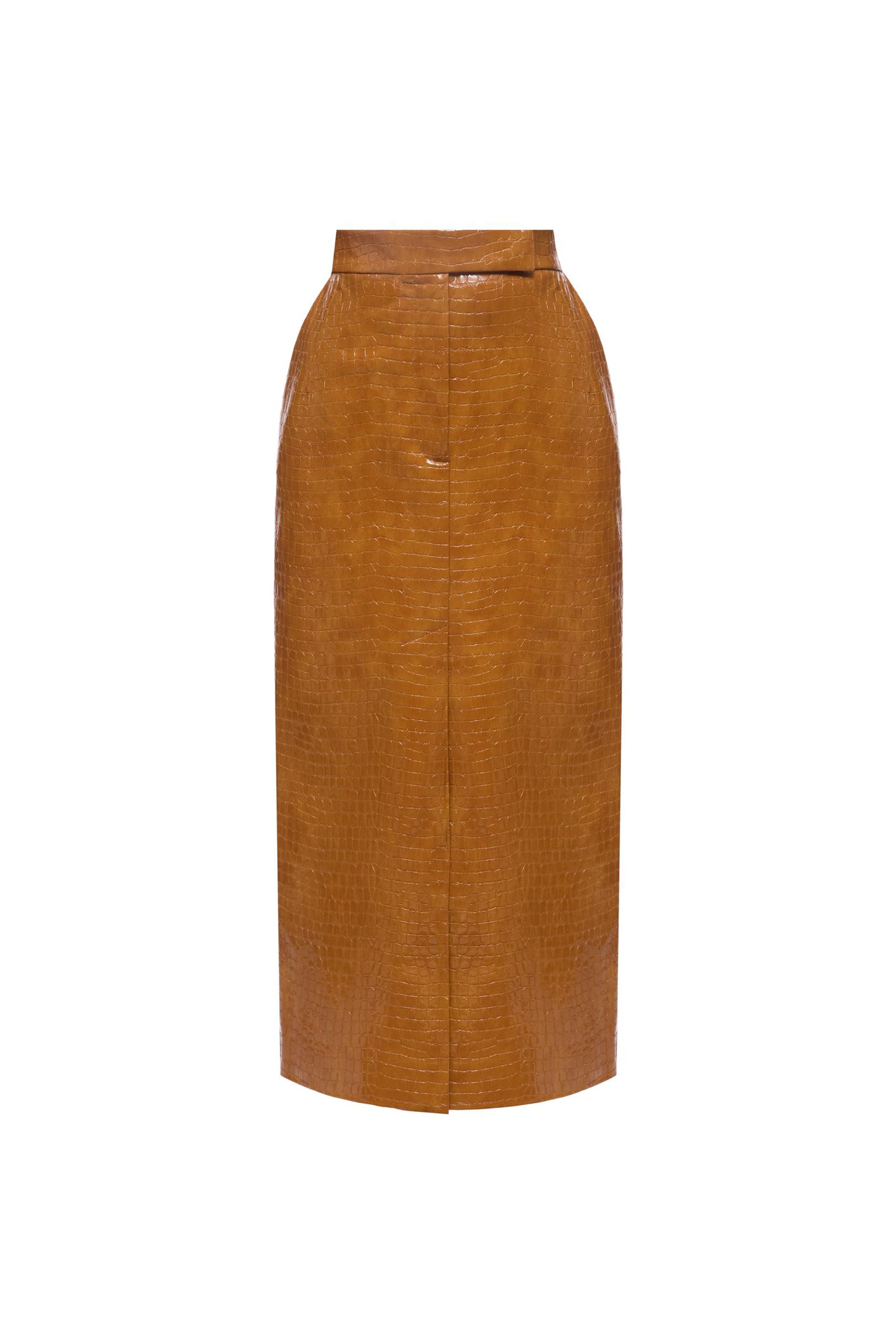 CROCO OCHRE MIDI SKIRT