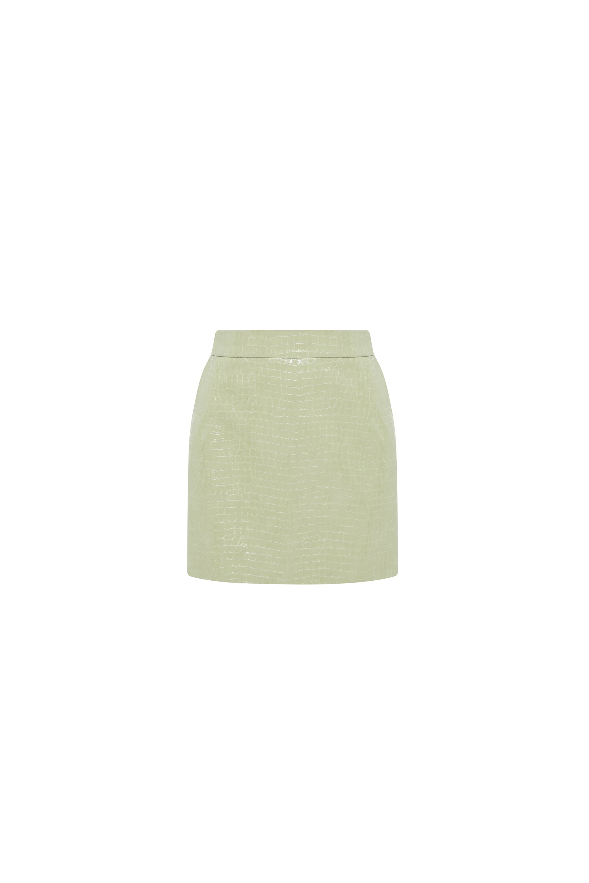 CROCO OLIVE MINI SKIRT