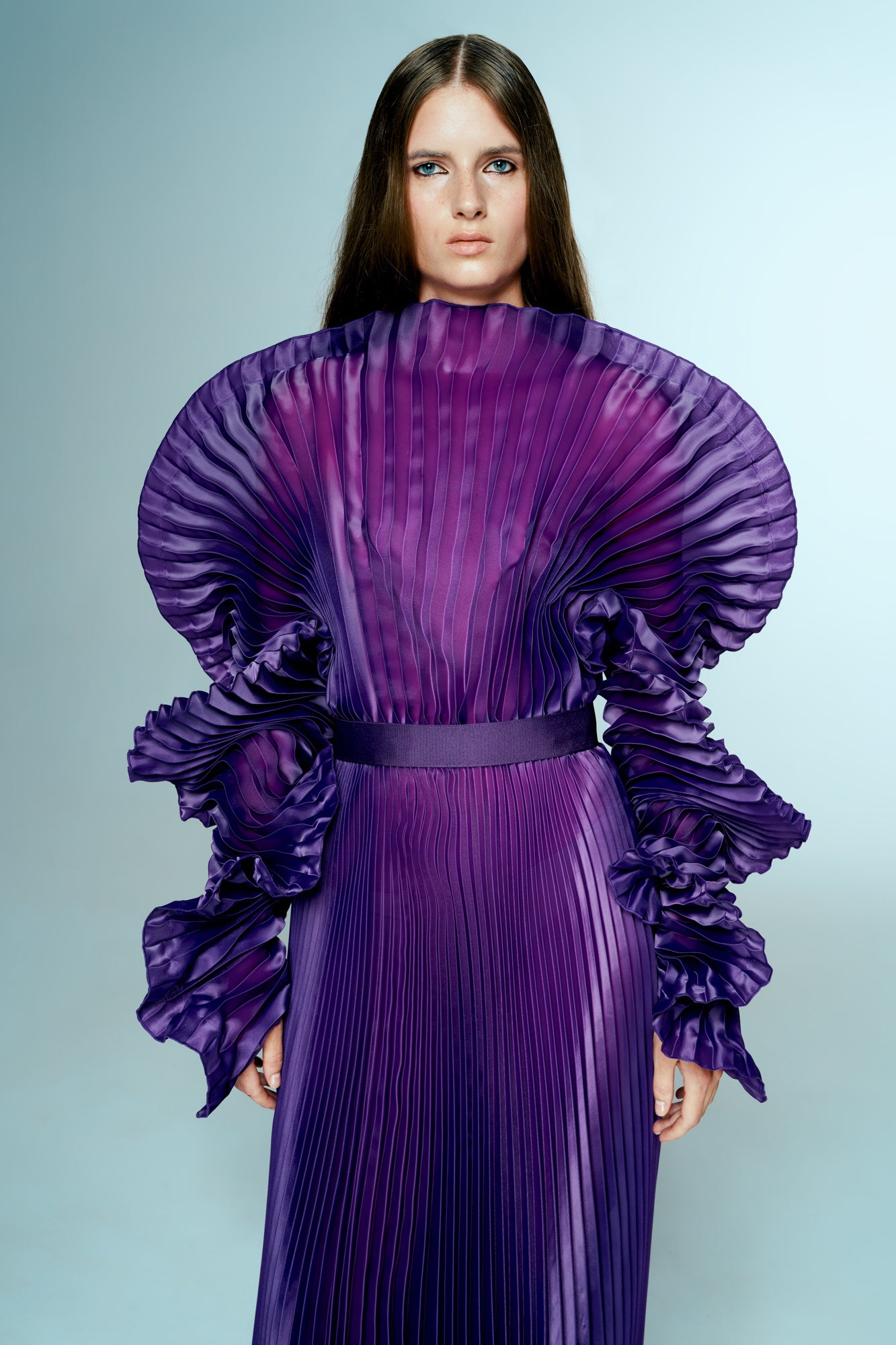 ALISHA PLEATED VIOLET DRESS