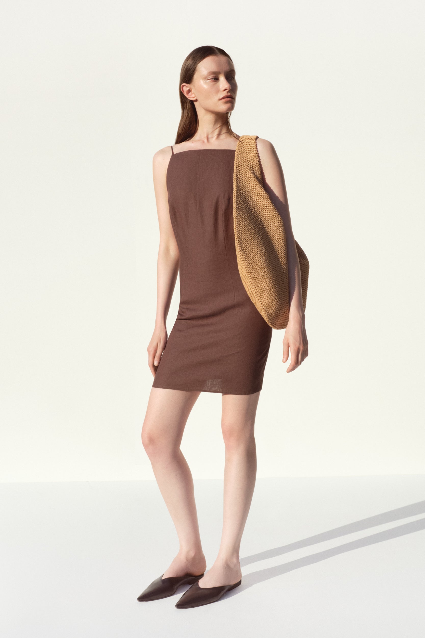 ADELLA BROWN MINI DRESS