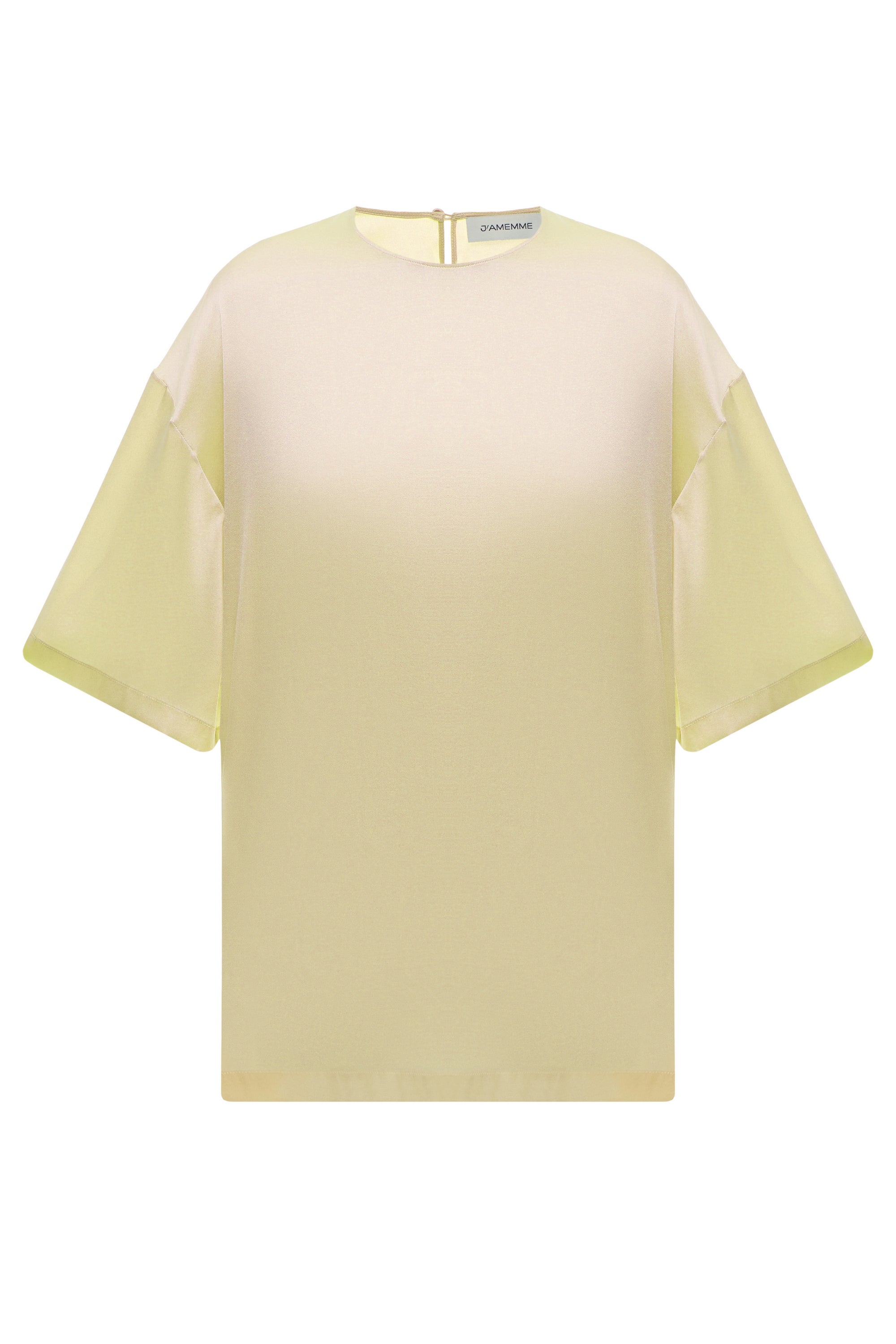 Pastel yellow silk top from the two-piece Aura set in 100% natural silk — J'AMEMME, Resort '27