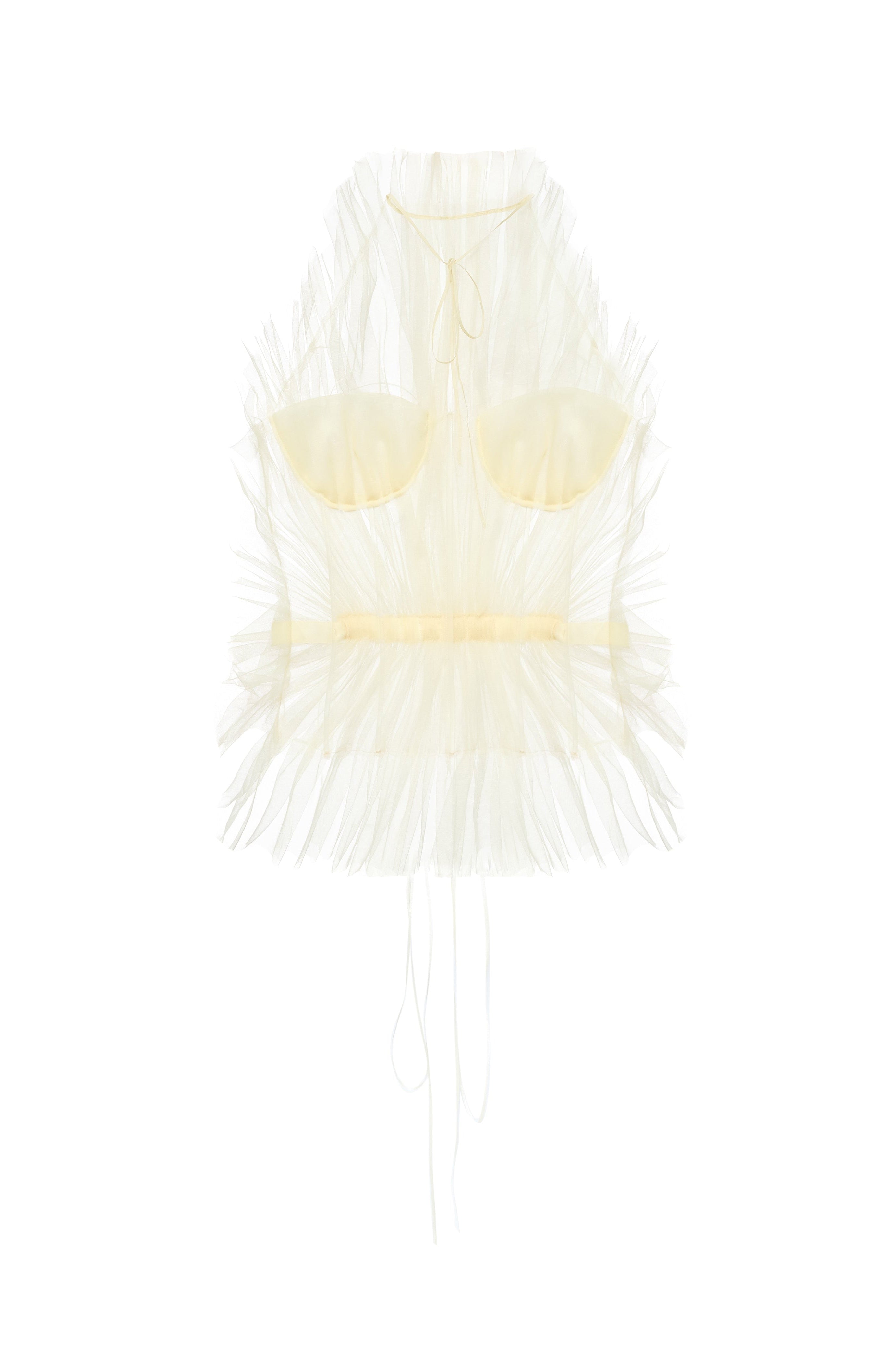 Jamemme BAMBI CORSET TOP Yellow - high neck mesh corset top with back zipper SS26