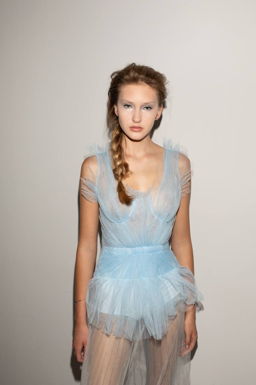 Jamemme BELLINI CORSET TOP Pink - full look model with Bellini corset top and Bambi Mesh Skirt SS26