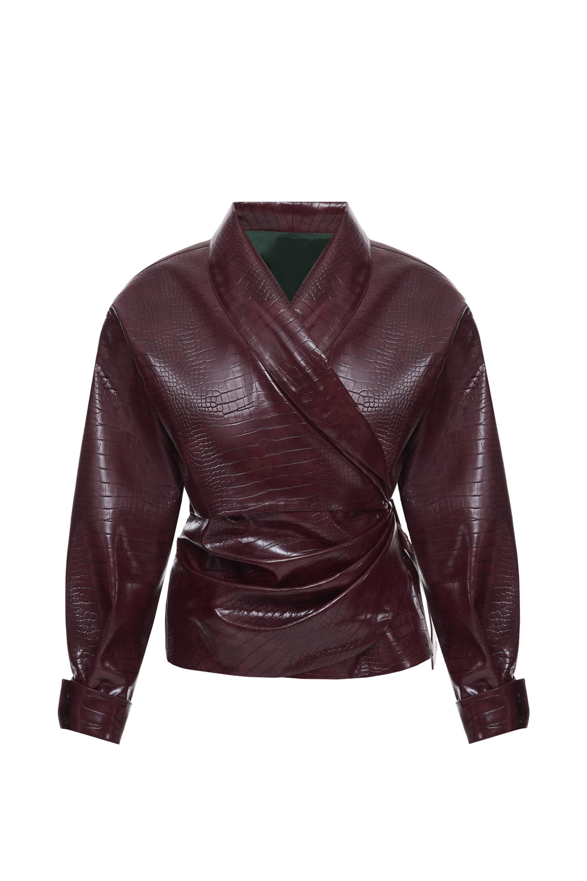 Oversized croco print bomber jacket in burgundy by J'amemme – photo 8 of 8