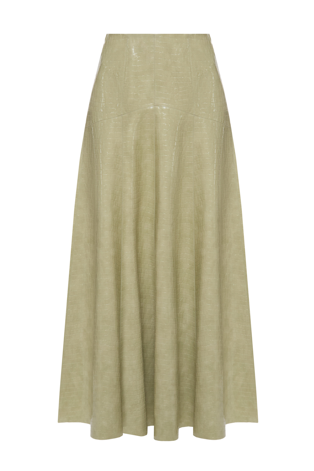 CROCO OLIVE FLARE SKIRT