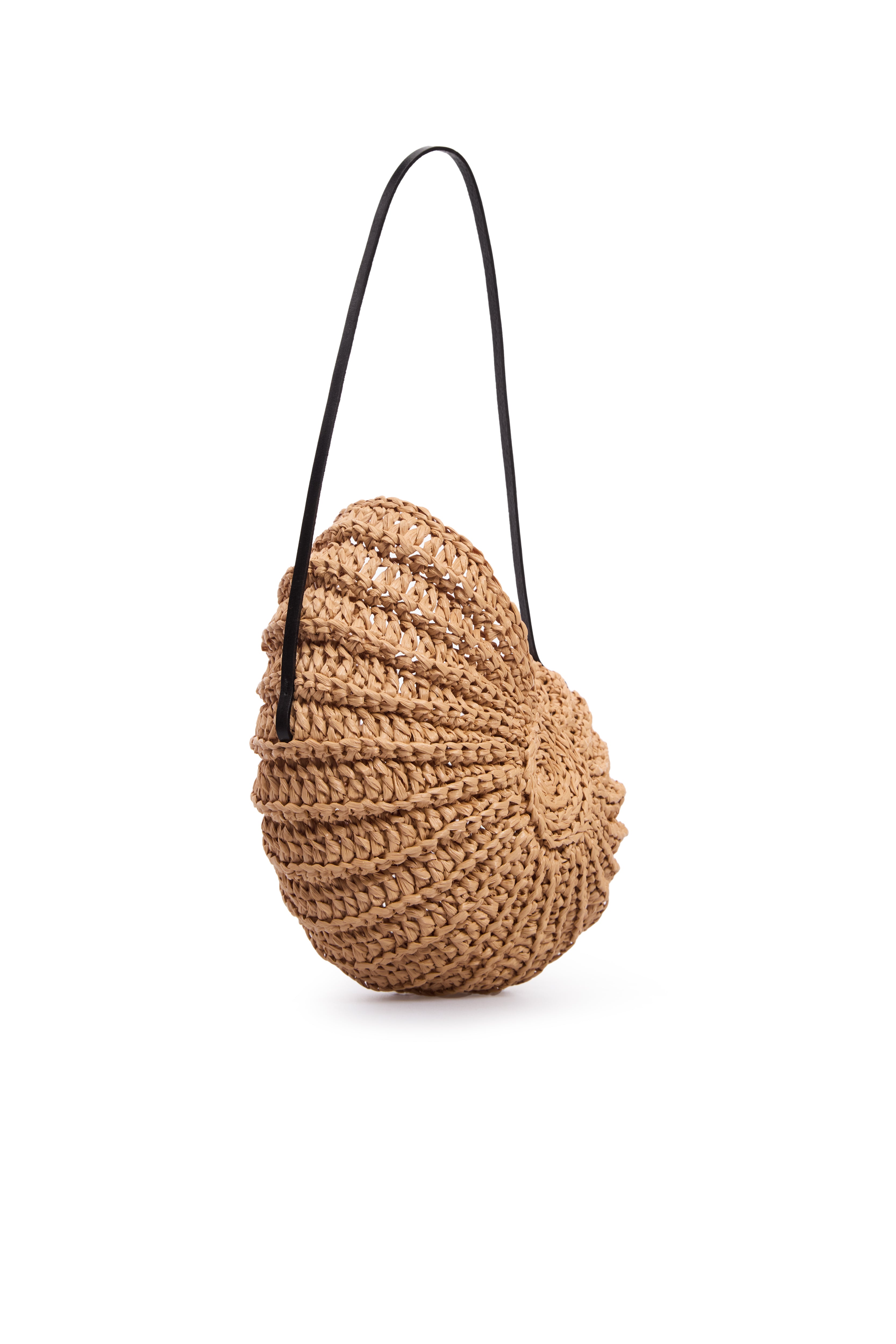Beige Nautilus raffia shell bag shown from the side — J'AMEMME
