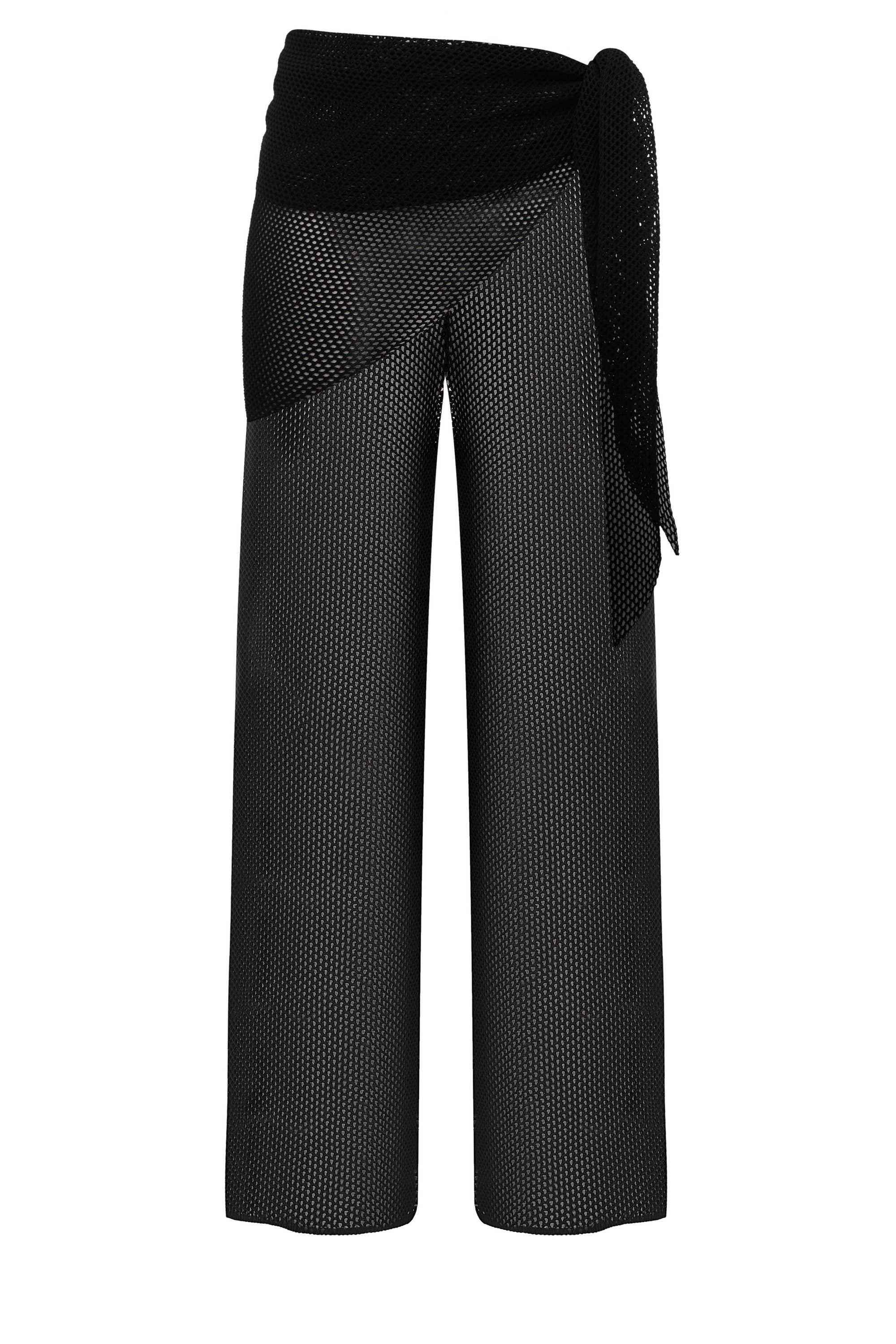 Black open-knit trousers from the three-piece Nereis set — J'AMEMME, Resort '27