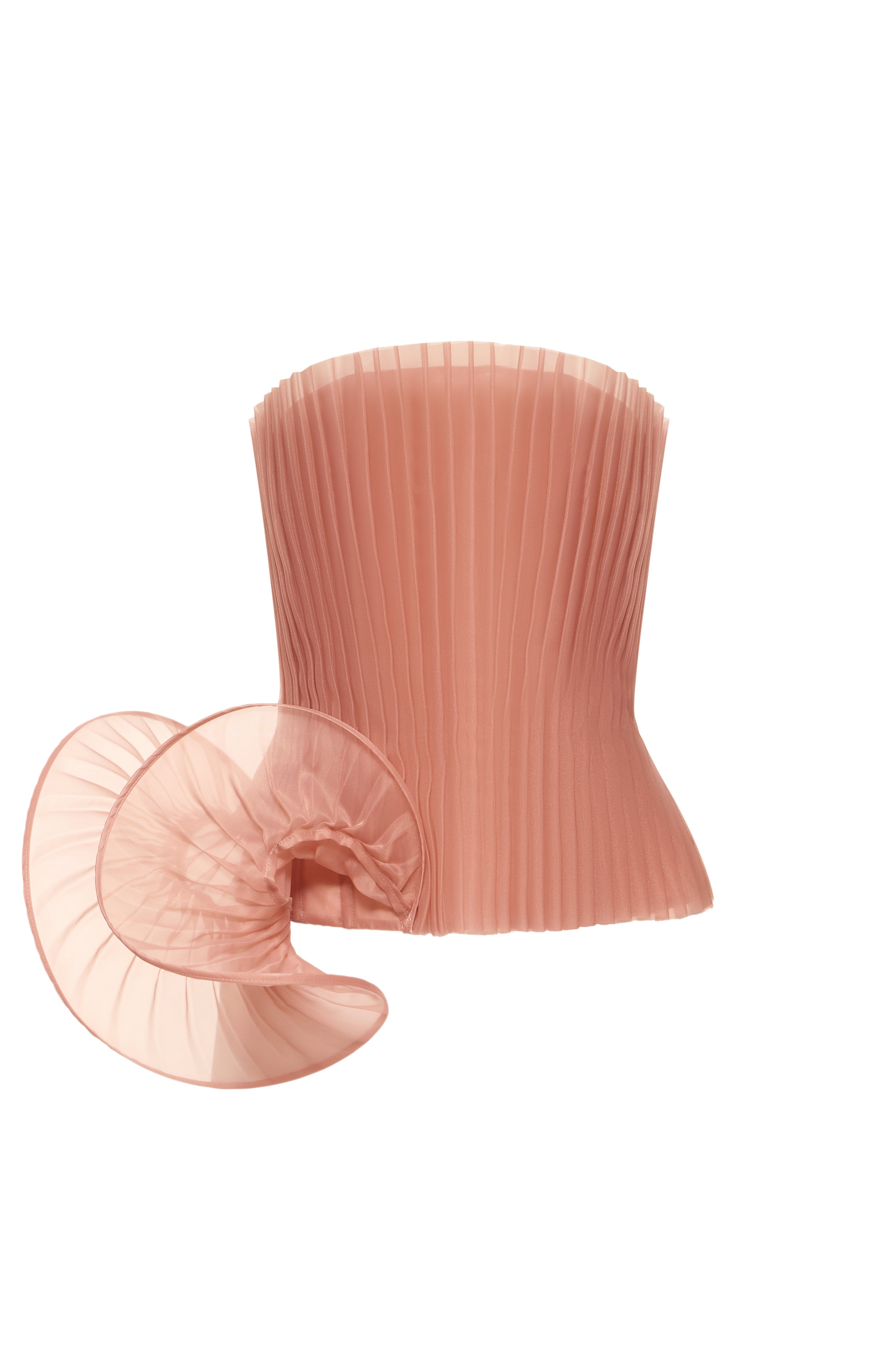 Nina Pleated Set Caramel – hand-pleated organza corset top detail, Jamemme SS26