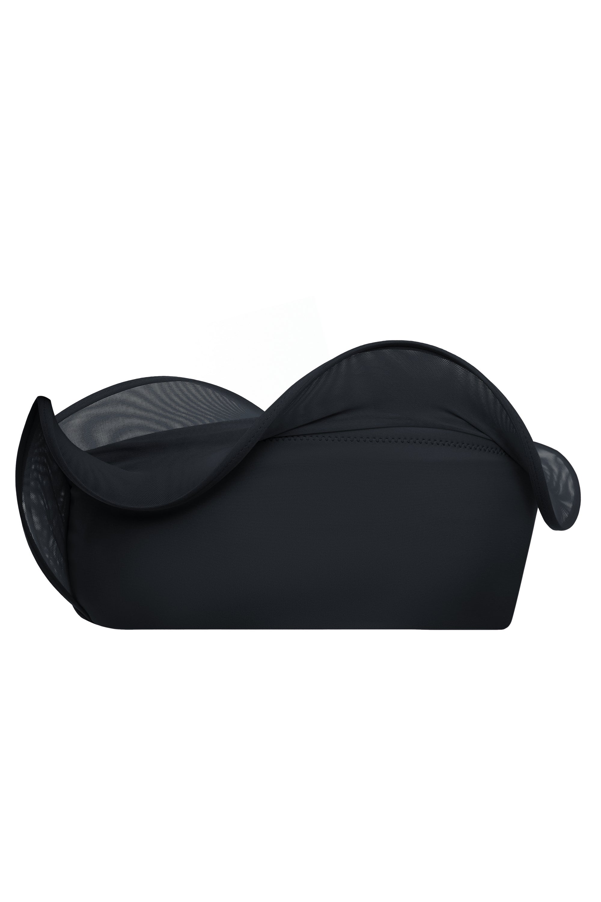 Black strapless bandeau bikini top with a sculpted wave inset, Italian Carvico jersey — J'AMEMME Parthenope, Resort '27