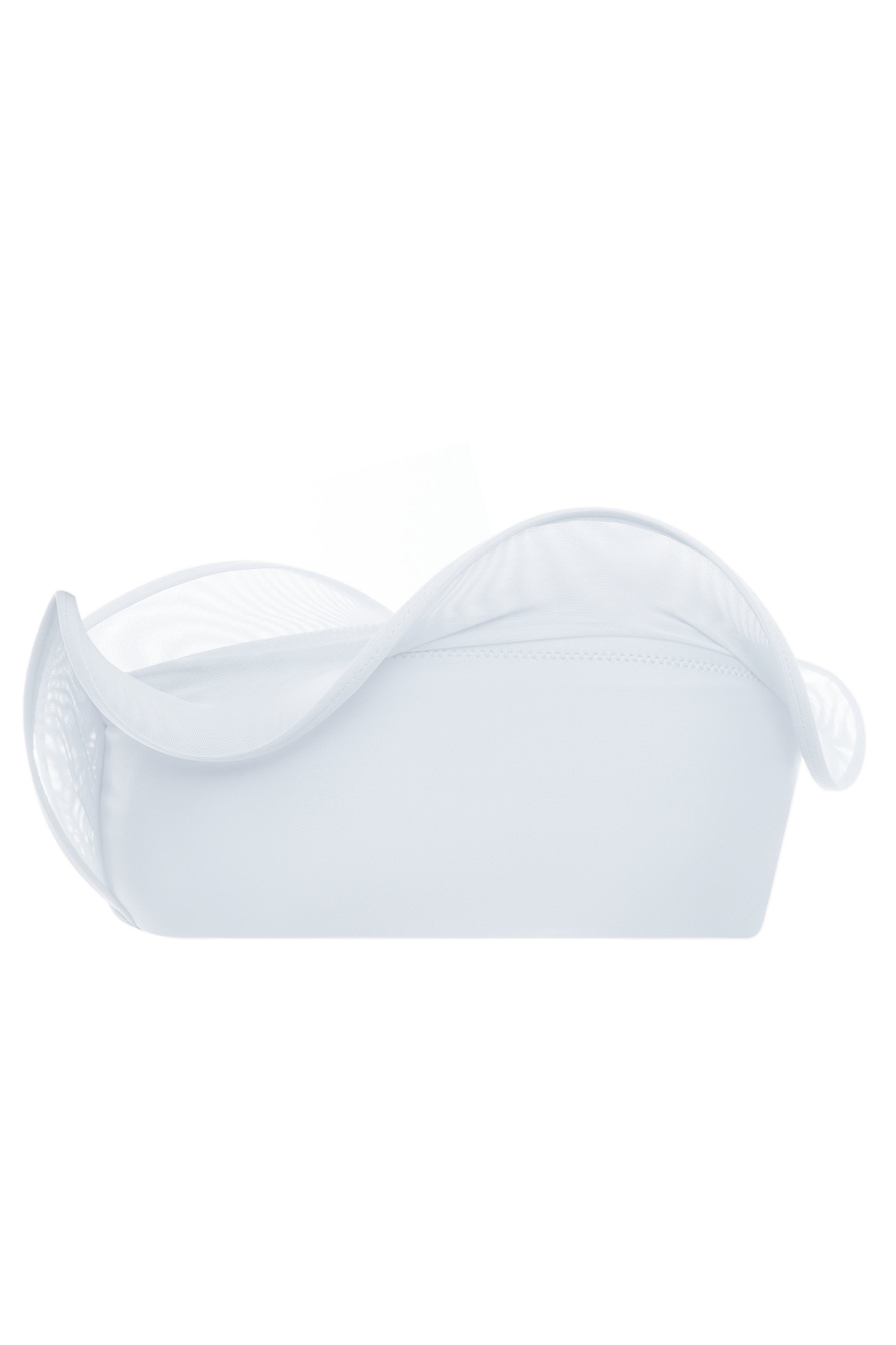 White strapless bandeau bikini top with a sculpted wave inset, Italian Carvico jersey — J'AMEMME Parthenope, Resort '27
