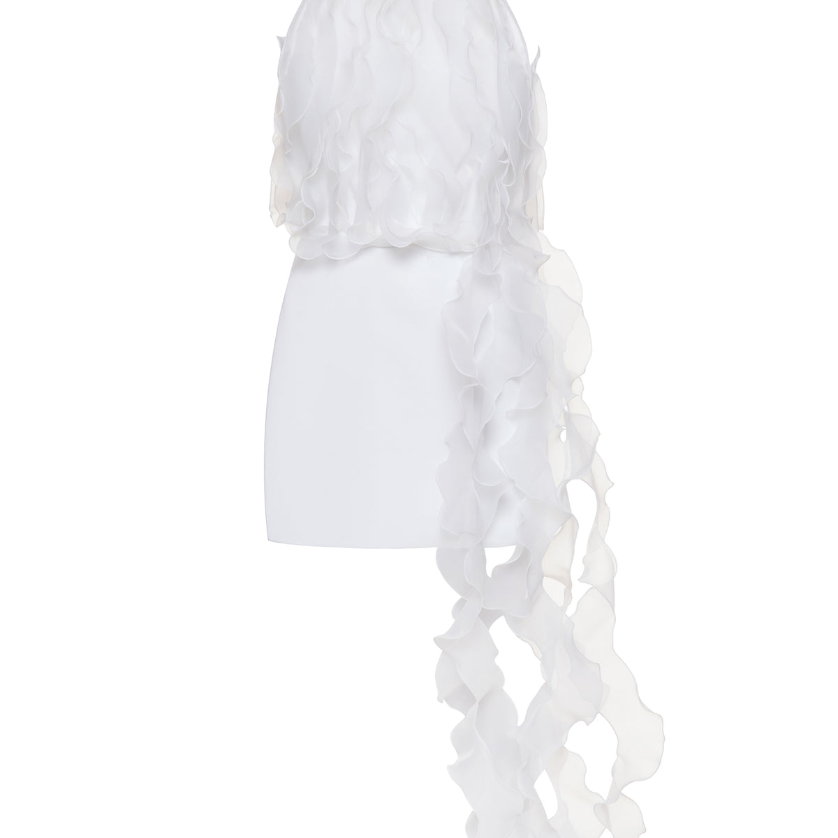 Jellyfish Dress in White | Avant-Garde Bridal Top with Organza Ruffles Jellyfish Dress in White | Avant-Garde Bridal Top with Organza Ruffles