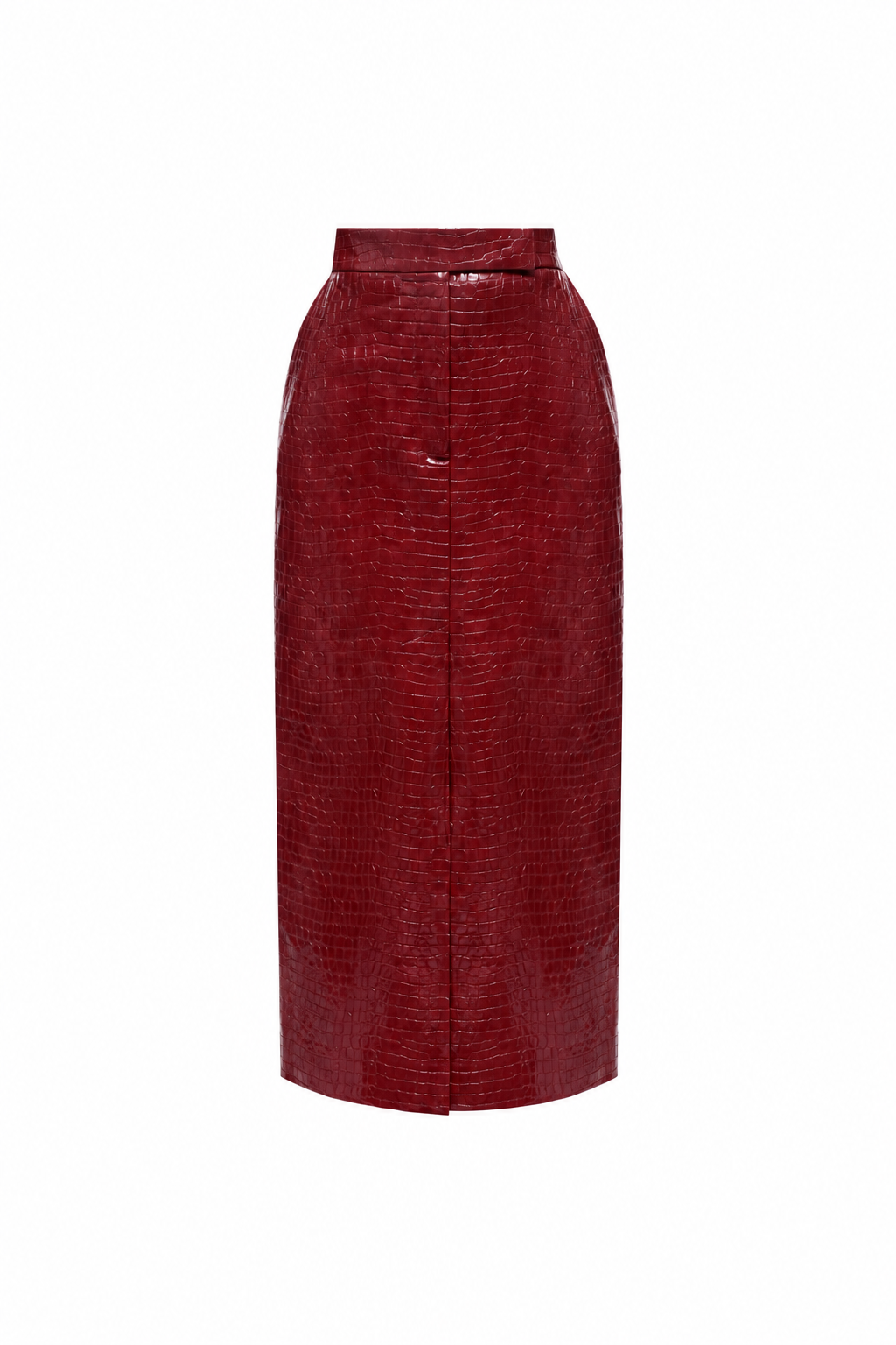 CROCO BURGUNDY MIDI SKIRT