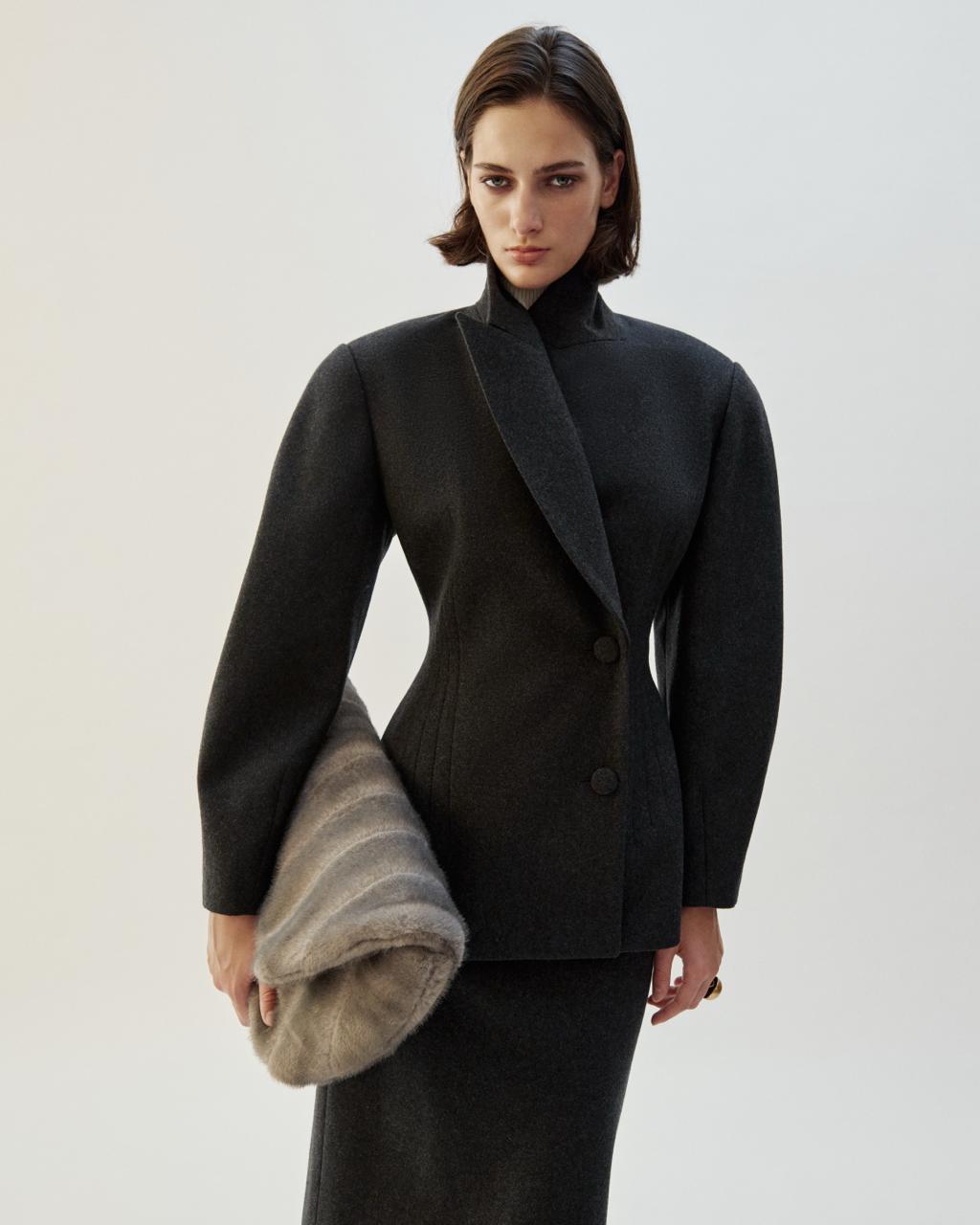 FAUX FUR GREY CLUTCH