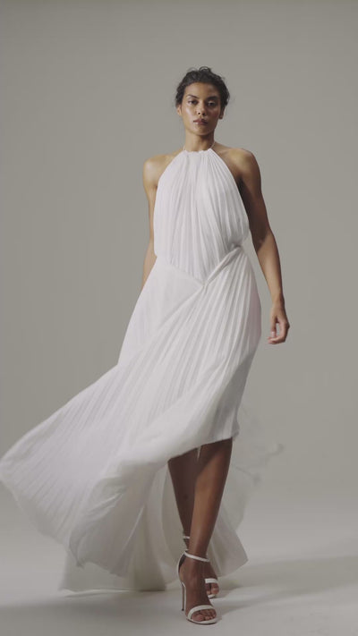Amelia Pleated Dress by J'amemme - movement video showing full pleated chiffon skirt