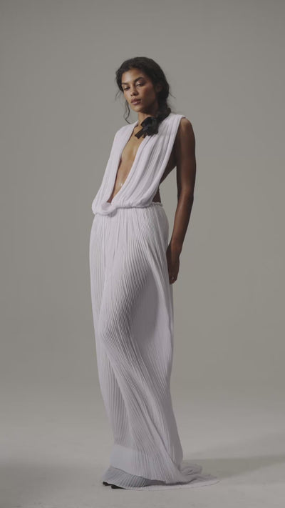 Liona Chiffon Dress by J'amemme - movement video showing fluid pleated chiffon skirt