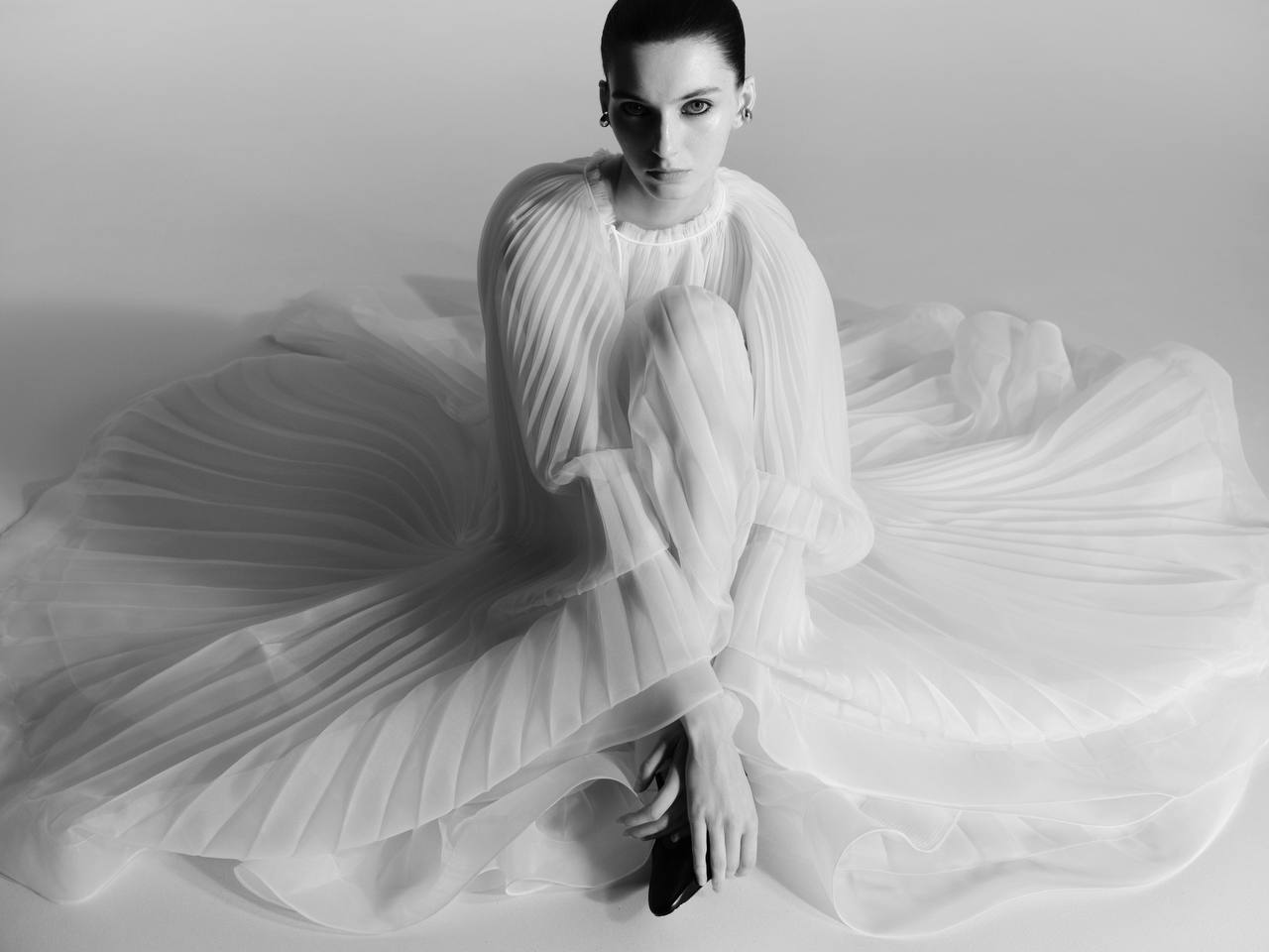 Virgin Dress — Pleated Bridal Cape Gown
