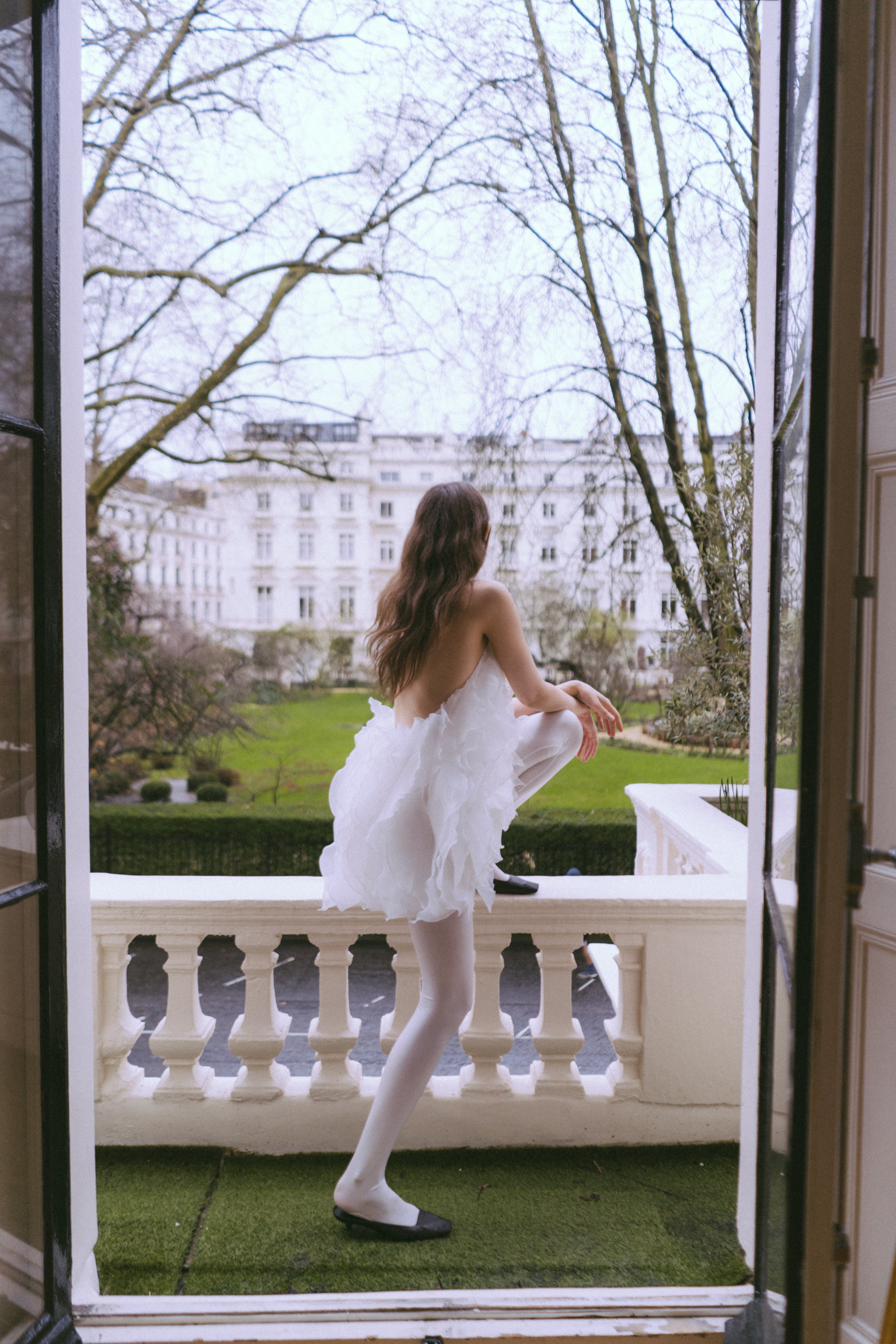 Wave White Dress — Ruffled Bridal Mini Dress with Belt Wave White Dress — Ruffled Bridal Mini Dress with Belt