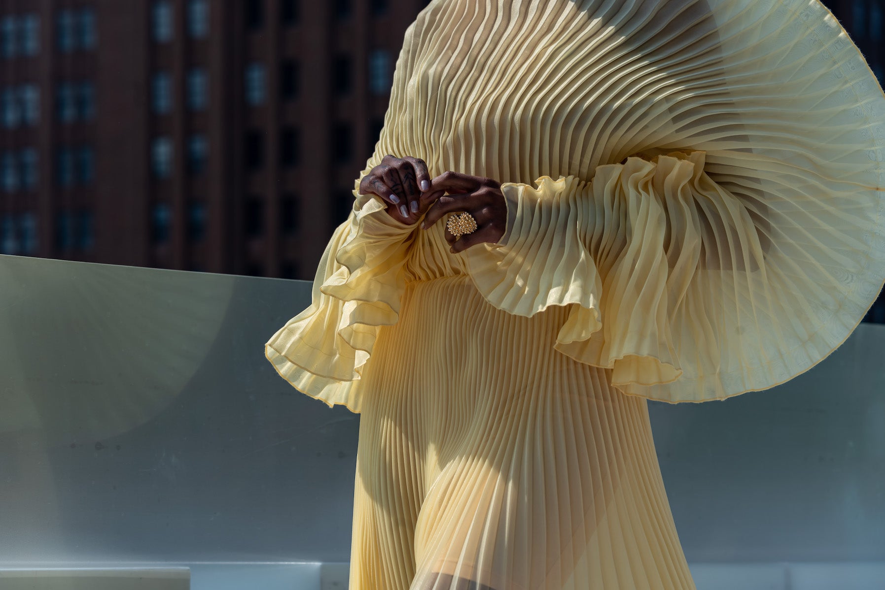 ALISHA PLEATED YELLOW DRESS