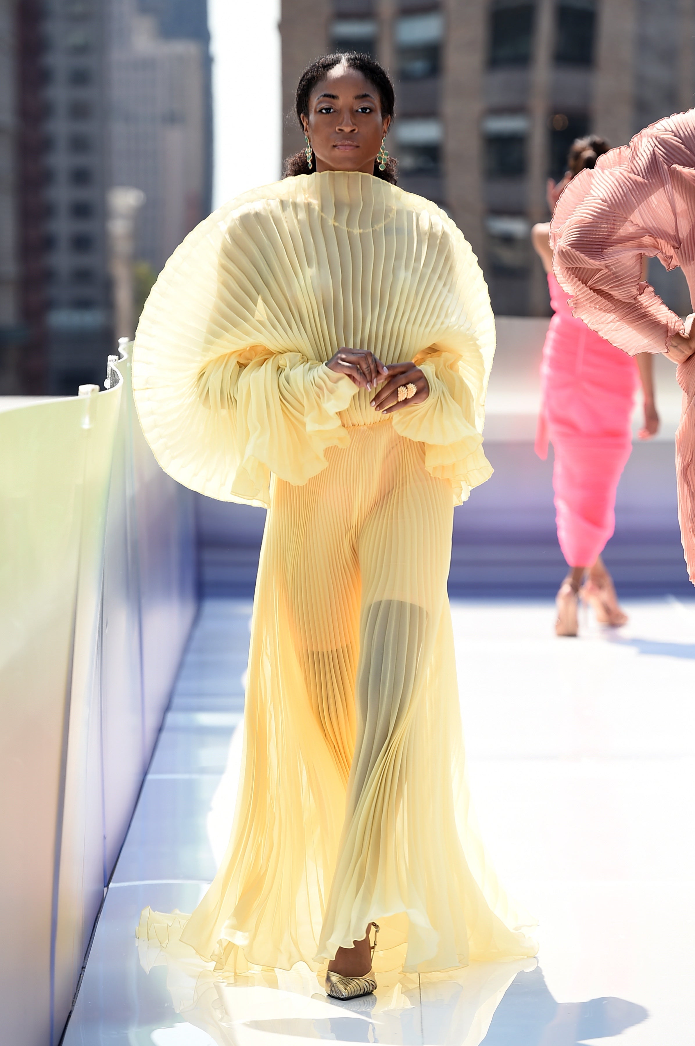 ALISHA PLEATED YELLOW DRESS