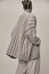 NEONELLA WOOL CABLE KNIT CARDIGAN