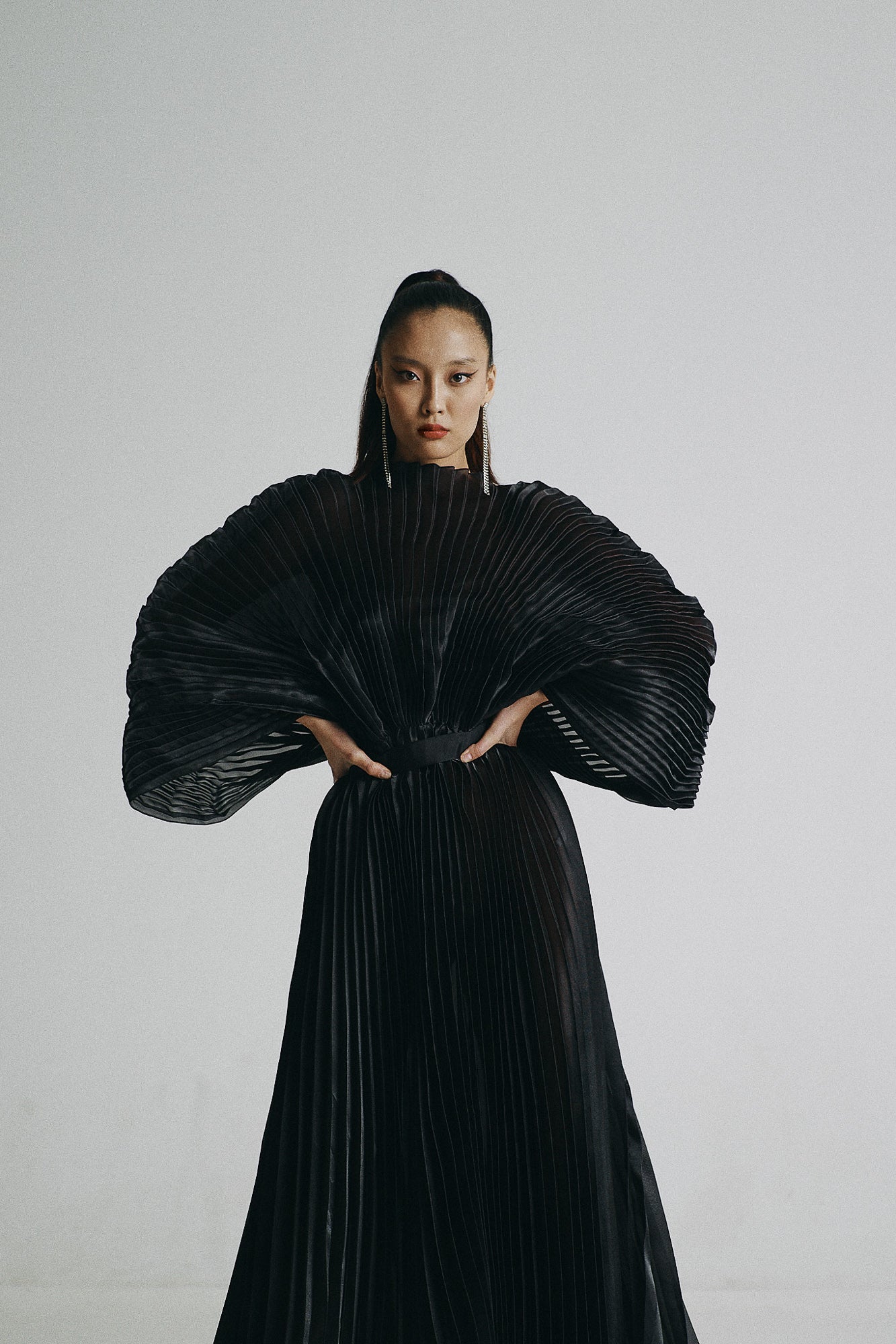 Black Pleated Cloud Dress by J'amemme
