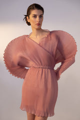 Coral pleated dress by J'amemme