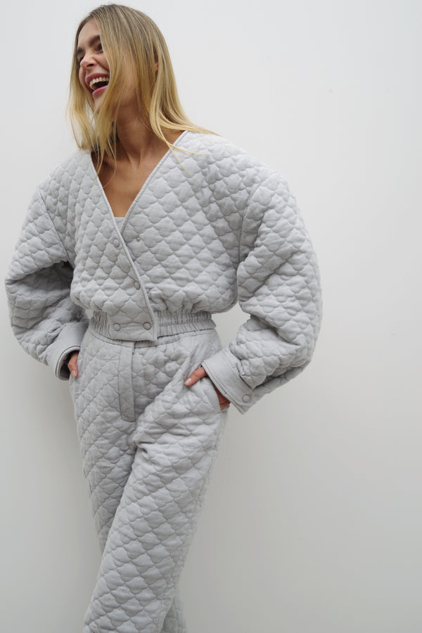 SONYA SHELL GRAY QUILTED BOMBER