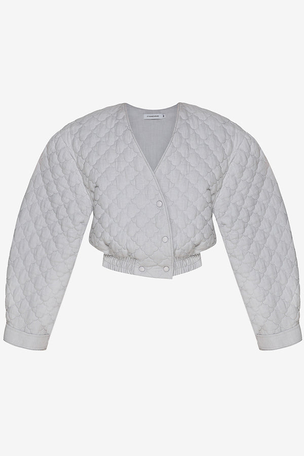 SONYA SHELL GRAY QUILTED BOMBER